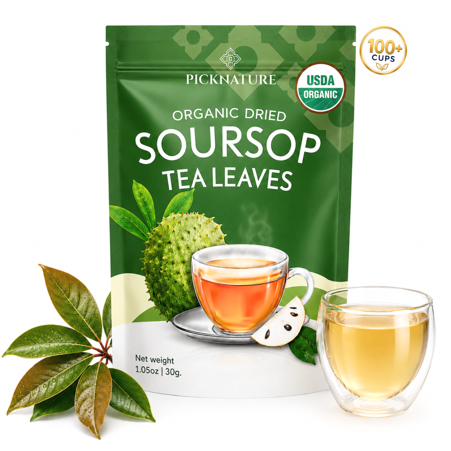 Organic Dried Soursop Tea Leaves | 1.76 oz (100+ Cups) | Smooth tea for detox