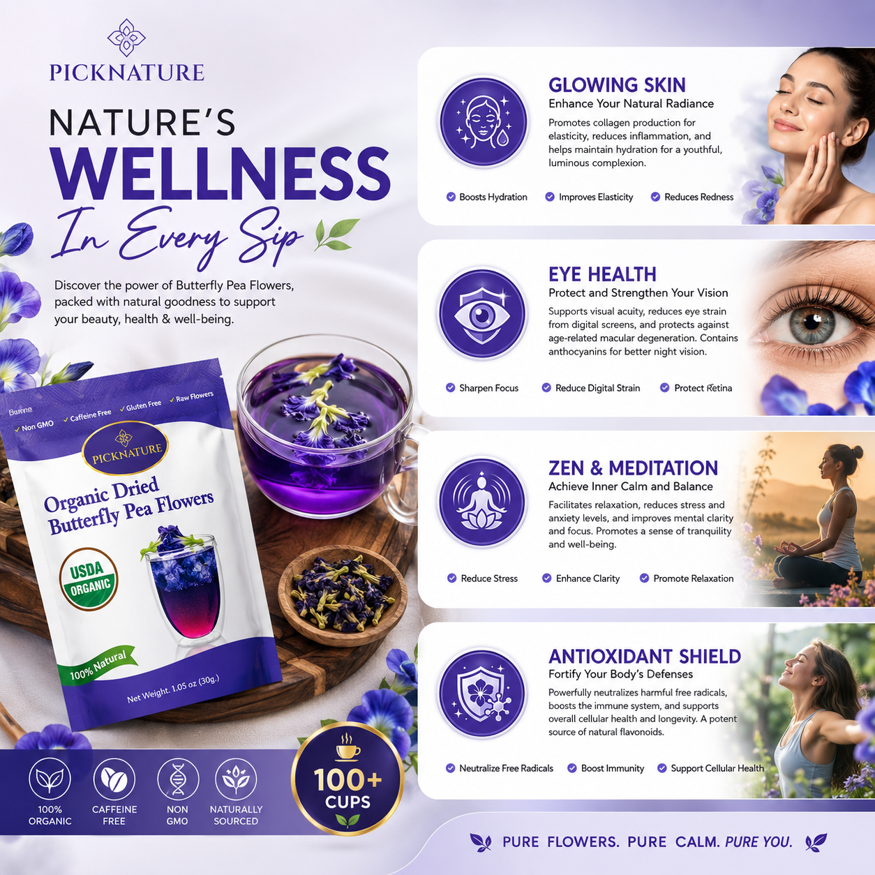 Butterfly Pea Tea | 1.05 oz Pack | Calming, antioxidant-rich floral tea