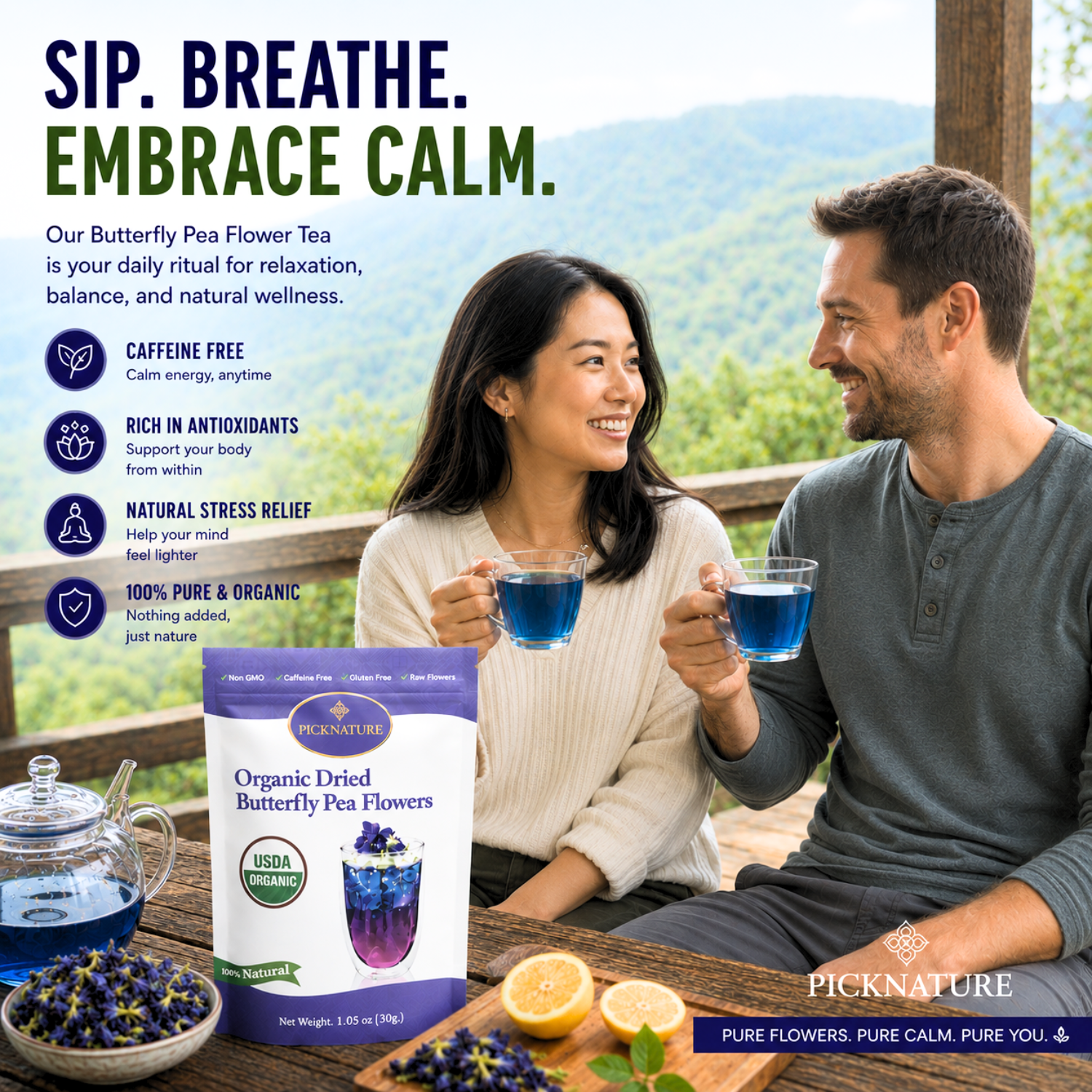 Butterfly Pea Tea | 1.05 oz Pack | Calming, antioxidant-rich floral tea