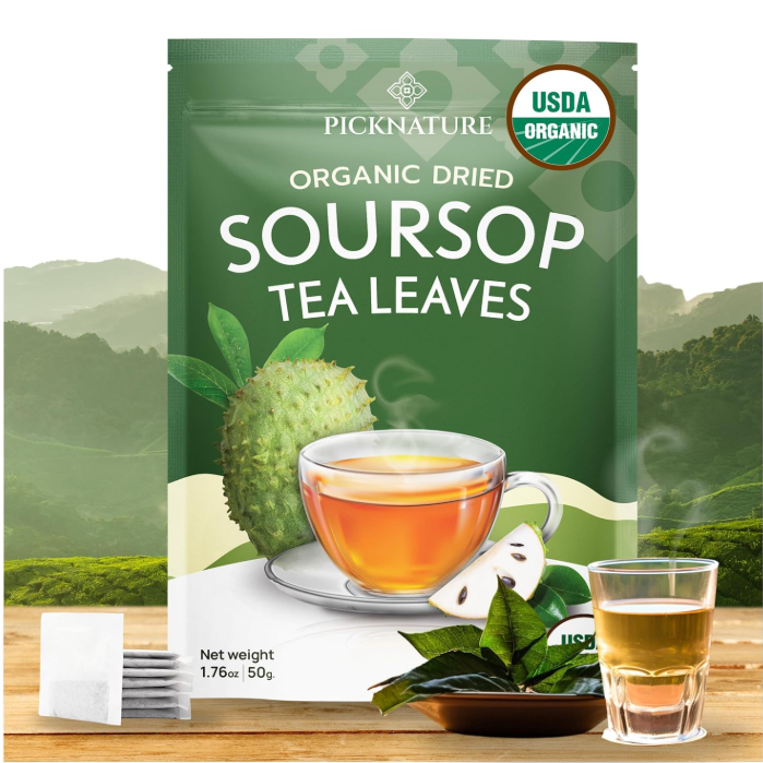 Organic Dried Soursop Tea Leaves | 1.76 oz (100+ Cups) | Smooth tea for detox
